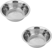 Pet Feeder Stainless Steel Dog Bowls Replacement 8" Diameter 2-Pack – Essentials for Dogs - 2.5 cup (Embossed) / Double Pack