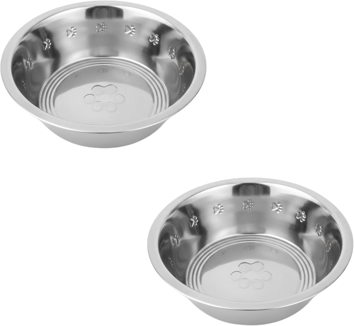 Pet Feeder Stainless Steel Dog Bowls Replacement 8" Diameter 2-Pack – Essentials for Dogs - 2.5 cup (Embossed) / Double Pack