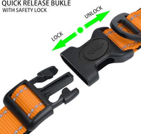 JSXD AirTag Dog Collar, Night Reflective Nylon Dog Collar for Small Medium Large Dogs,Lockable Quick Release Buckle,Padded Breathable Pet Collar with AirTag Holder (Orange, Medium)