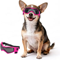 Dog Goggles Small Breed, Dog Sunglasses UV Protection Puppy Eyewear for Small Pet Outdoor Riding - X-Small / Pink