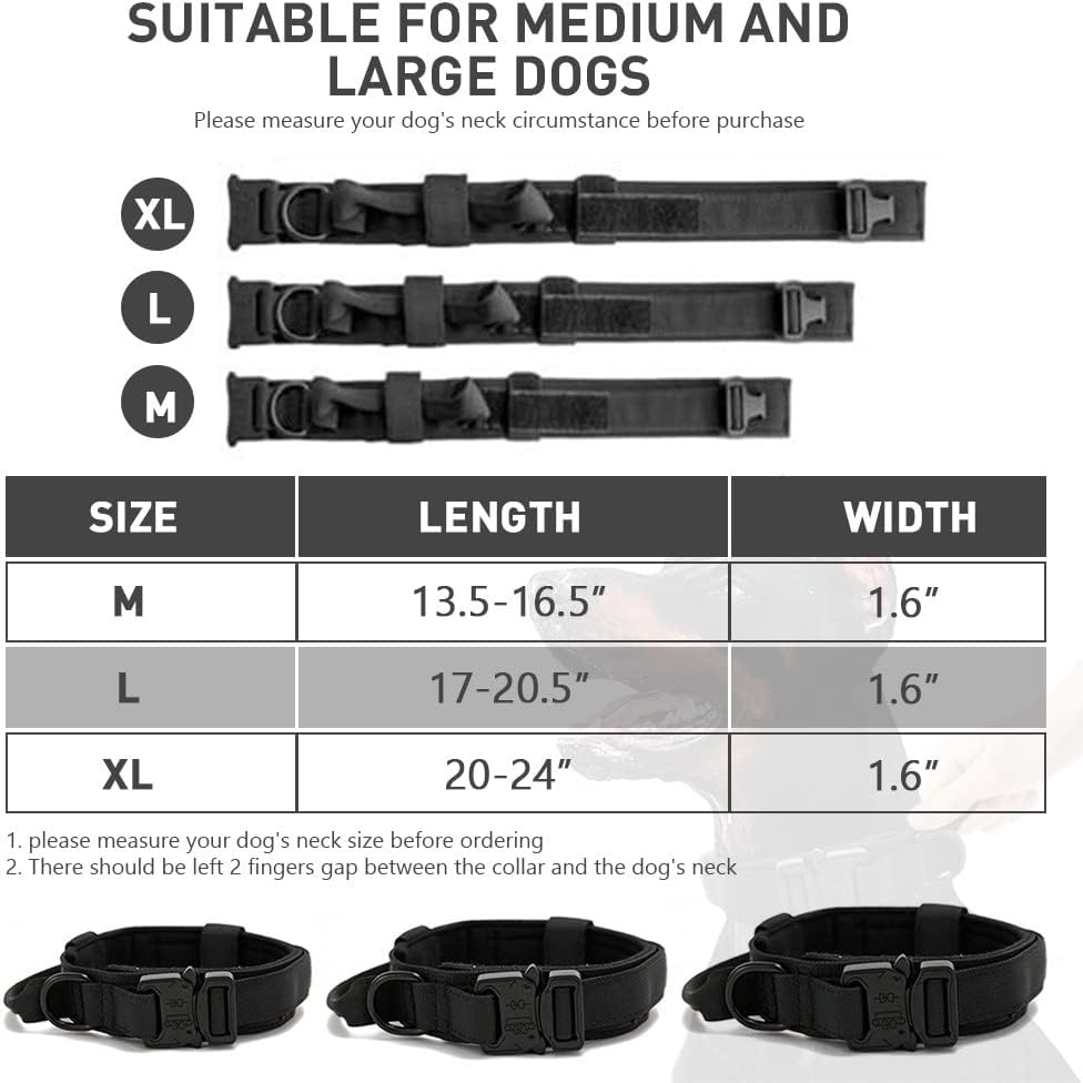 Dog collar+leash set Military-Style Tactical Nylon Collar for Large dogs-Pet Collars & Leashes-BIG FRENCHIES-Jane's Pet Boutique