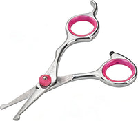 Pink 4.5 inch round tip dog grooming scissors with stainless steel blades - view 3