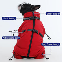 Full Body Dog Coat,Warm Dog Fleece Jackets with Harness Built in Windproof Dogs Snowsuit Zip up Pet - Red / Small - image 2