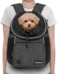 PetAmi Dog Front Carrier Backpack - Medium (15x8x15.5) / Dark Gray - image 2