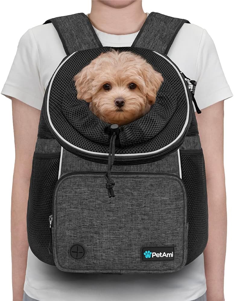PetAmi Dog Front Carrier Backpack - Medium (15x8x15.5) / Dark Gray - image 2