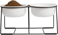 Ceramic Elevated Dog Bowls with Stand - Matte White / XL × 2