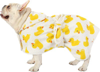 HDE Hooded Dog Bathrobe Quick Dry Towel Wrap for After Bath White - Medium / White Rubber Ducks - image 3