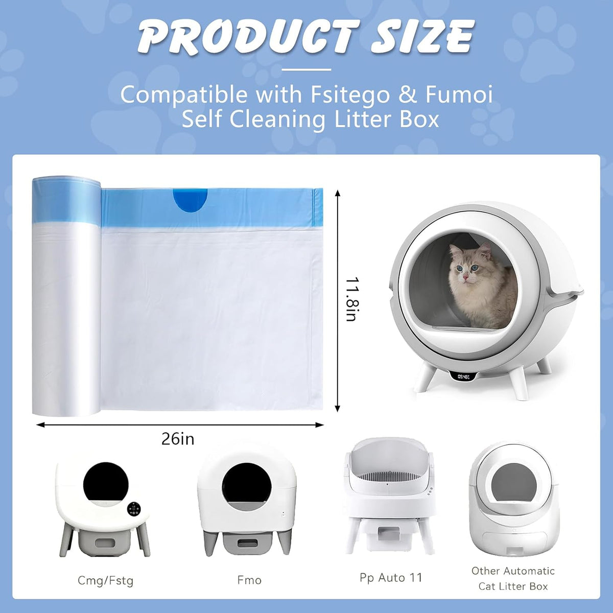 ondware 120 automatic cat litter box bags, 6 rolls with pull rope closure - view 2