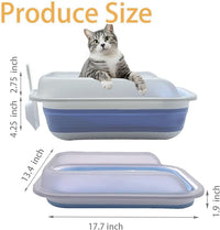 Collapsible Kitten Litter Box, Open Small Cat Litter Box with High Side Shallow Kitten Litter Pan Anti-Splashing Waterproof Low Entry Travel Litter Pan with Falling Sand Pedal