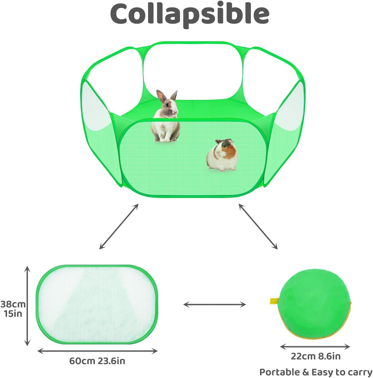 Small Animal Playpen, Pop-Up Portable Play Yard for Guinea Pigs - Green - image 3