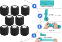 Self Adhesive Bandage Wrap,2 Inch Black Breathable Elastic Cohesive Bandages, Vet Wrap Sports Tape Bulk for First Aid Supplies, Wrist Sprains Protection