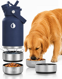 32 oz. Dog Water Bottle, Insulated Dog Travel Water Bottle - Navy Blue / 32 oz