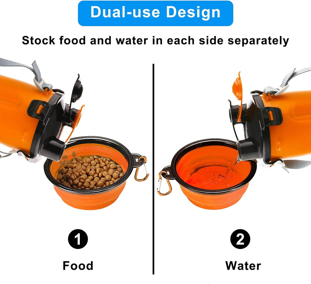 Dog Travel Water Bottle Collapsible Bowls - Orange - image 3