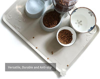 Hoki Found X-Large Silicone Non Slip Pet Food Mats - Tray for Dogs, Cats - Waterproof, Suitable for Carpet - Cream Brown