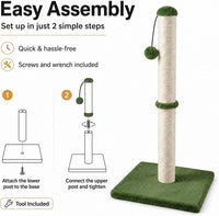Dimaka Tall Cat Scratching Post Tree Scratcher with Sisal Rope - Green / 34 inches for Large Cats - image 4