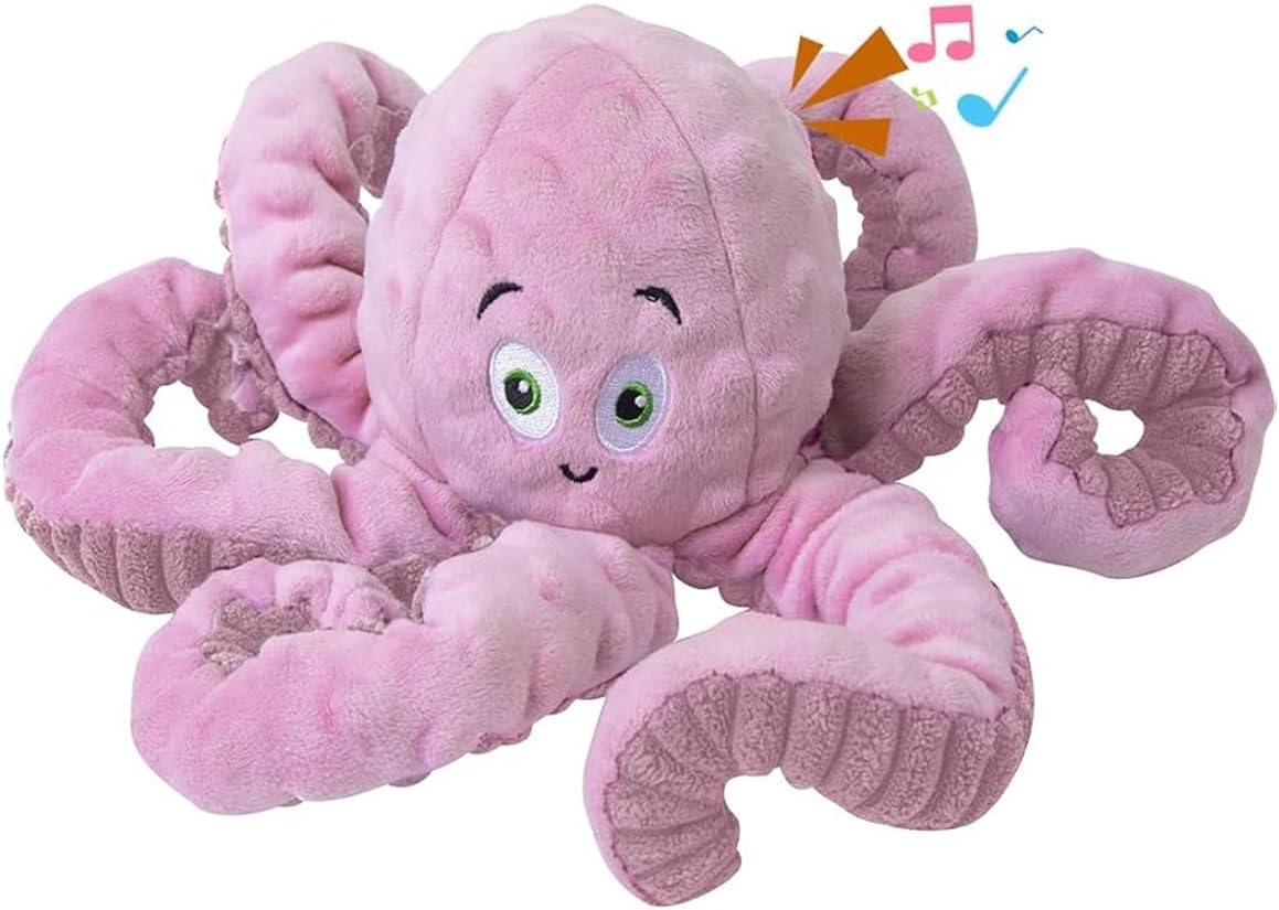 BUYPOW Funny Plush Dog Chew Toys, Squeaky Dog Toys - 1 Pack Pink Octopus