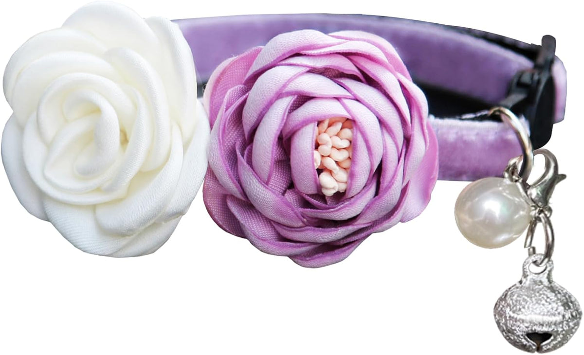 Fupo Cat Collar, Breakaway Adjustable with Bell& Flower - Purple #2