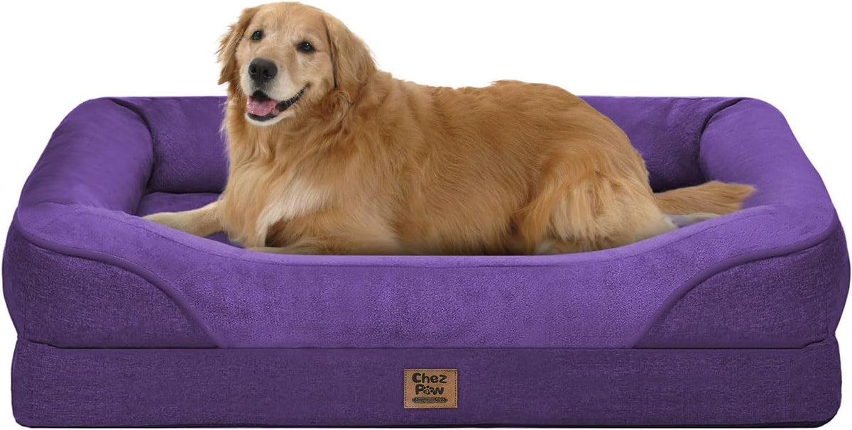 Waterproof Orthopedic Dog Bed for Large and Extra Large Dogs – Essentials for Dogs - Deep Purple / 42"L x 30"W x 7.5"Th