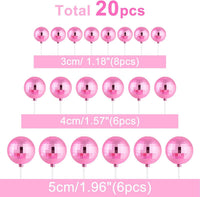 ASTARON 20 Pcs Gold Balls Cake Topper Decorations for Birthday Cake - Disco Pink - image 2