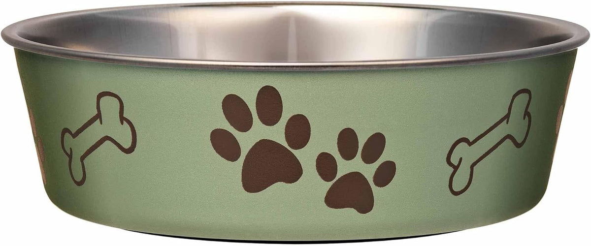Loving Pets Bella Dog Bowls, Stainless Steel Dog & Cat Bowls - Artichoke / Large (35-65lbs)