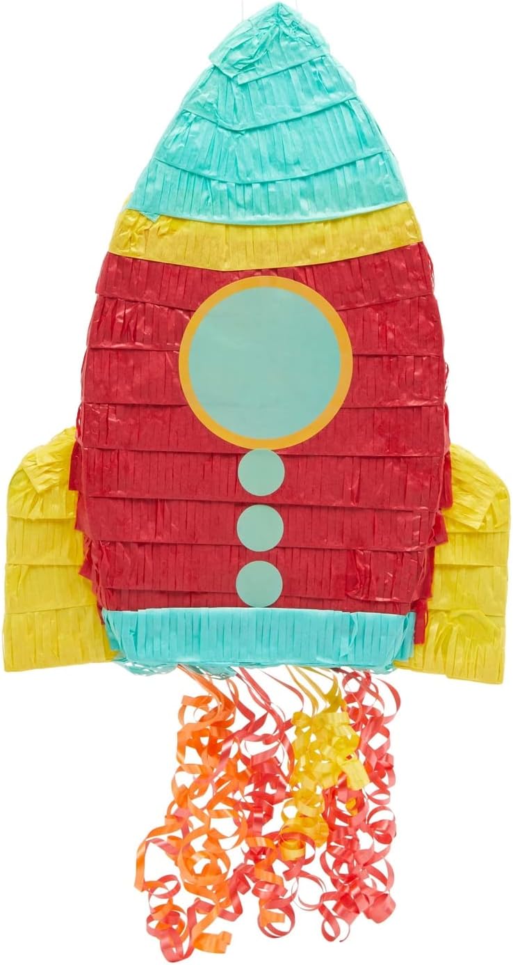 BLUE PANDA Rocket Ship Pull String Pinata for Space Birthday - image 4