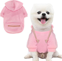 Dog Hoodies for Small Dogs with Zipper Pocket - Pink2 / X-Small