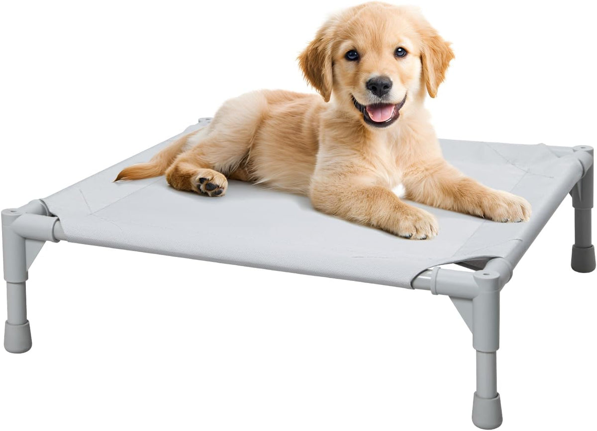 Love&go Elevated Dog Bed with Metal Frame - S - Grey / Small-18.5x18.5x5.5 inch - image 3