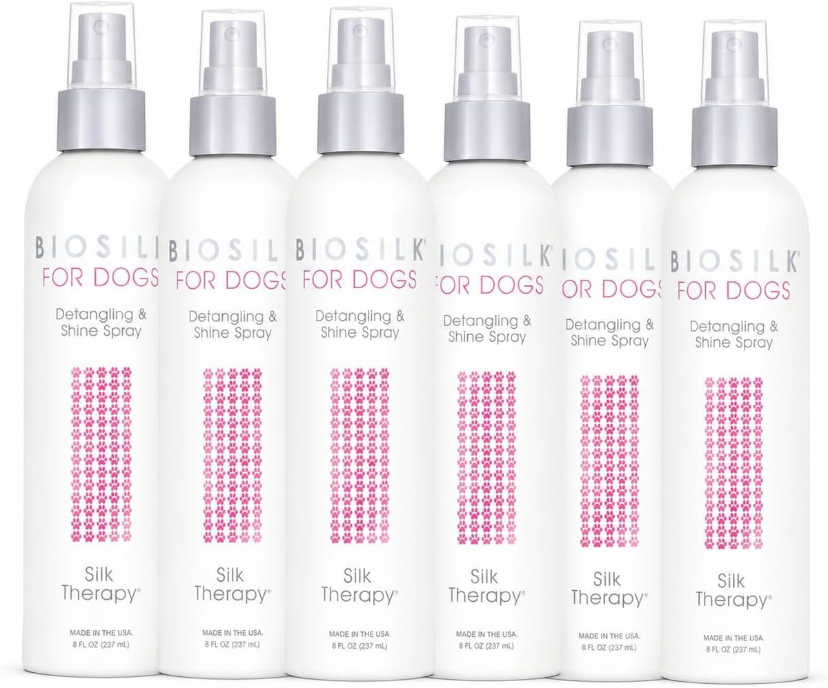 BioSilk for Dogs Silk Therapy Detangling and Shine Spray - 8 Fl Oz (Pack of 6)