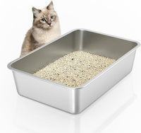 Stainless Steel Cat Litter Box - 23.5"L x 15.5"W / 6" H