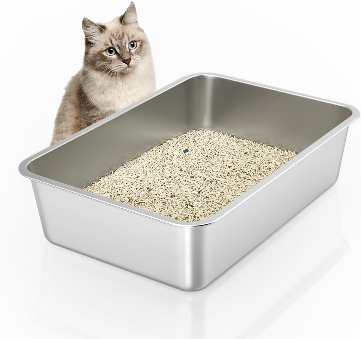 Stainless Steel Cat Litter Box - 23.5"L x 15.5"W / 6" H
