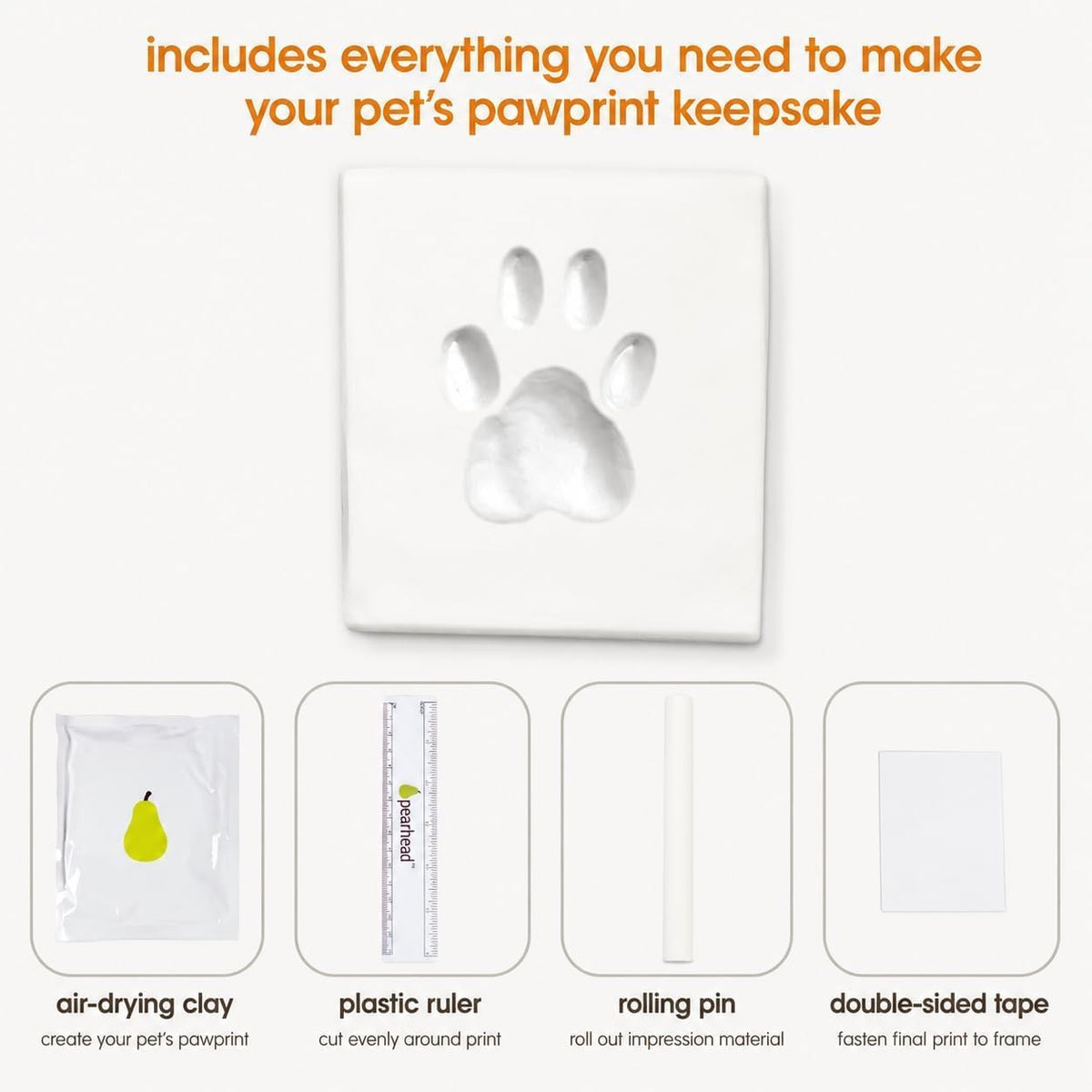 Pearhead Pet Paw Print Frame with Clay Impression Kit - Espresso Clay Print Wall Frame - image 4