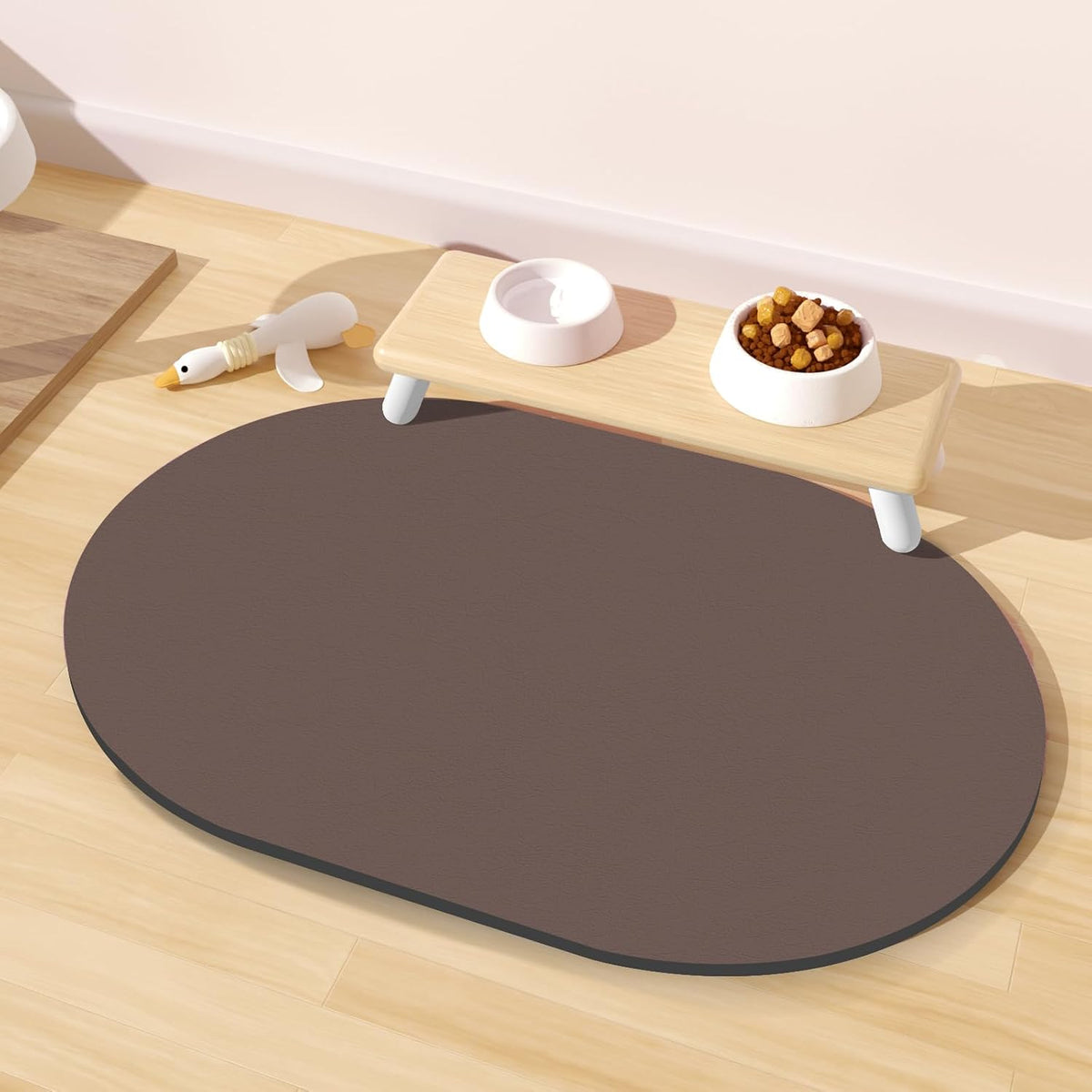 Cat Food Mat Small, 20''x12'' Absorbent Cat Feeding Mat - 20''x12'' / Brown