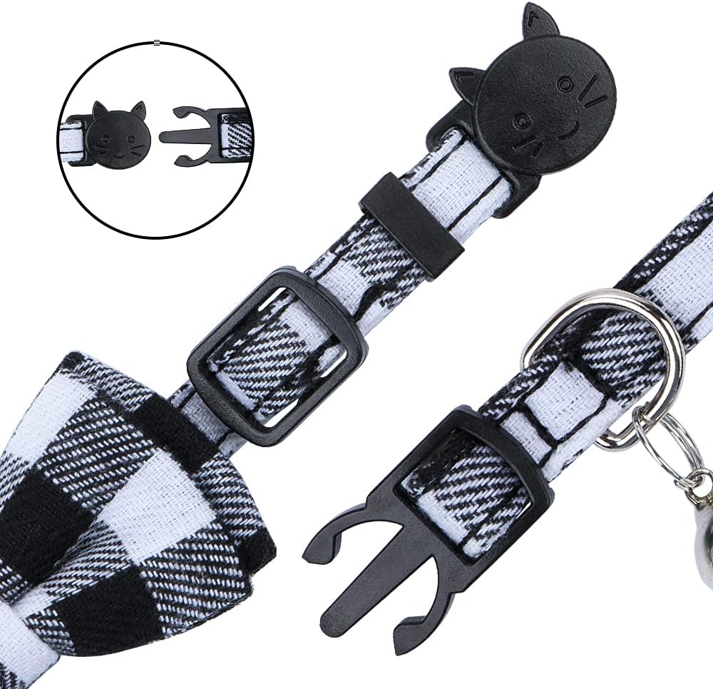 Faleela Breakaway Cat Collar with Bells - White and black+bandana - image 2
