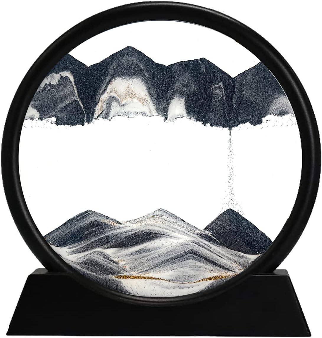 rysnwsu 3D Dynamic Sand Art Liquid Motion - Black / 12''