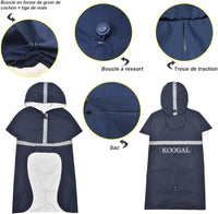 Dog Raincoat Waterproof Hooded, Medium Dogs - Navy Blue / 3XL-Fit for 33 to 44 pounds - image 2