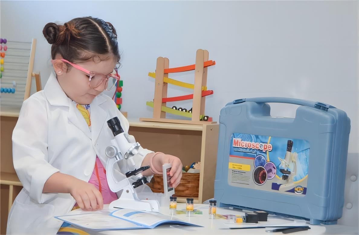 Uarzt 58-Piece Kids Microscope Kit with Carrying Case - White - image 4