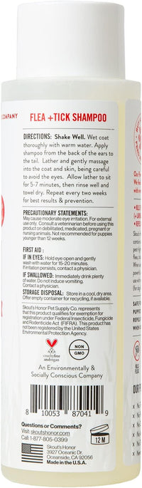 Skout's Honor Flea and Tick Shampoo for Dogs - Natural Peppermint & Cedarwood Formula, Helps to Protect from and Against Fleas, Ticks, and Mosquitos, 16 oz