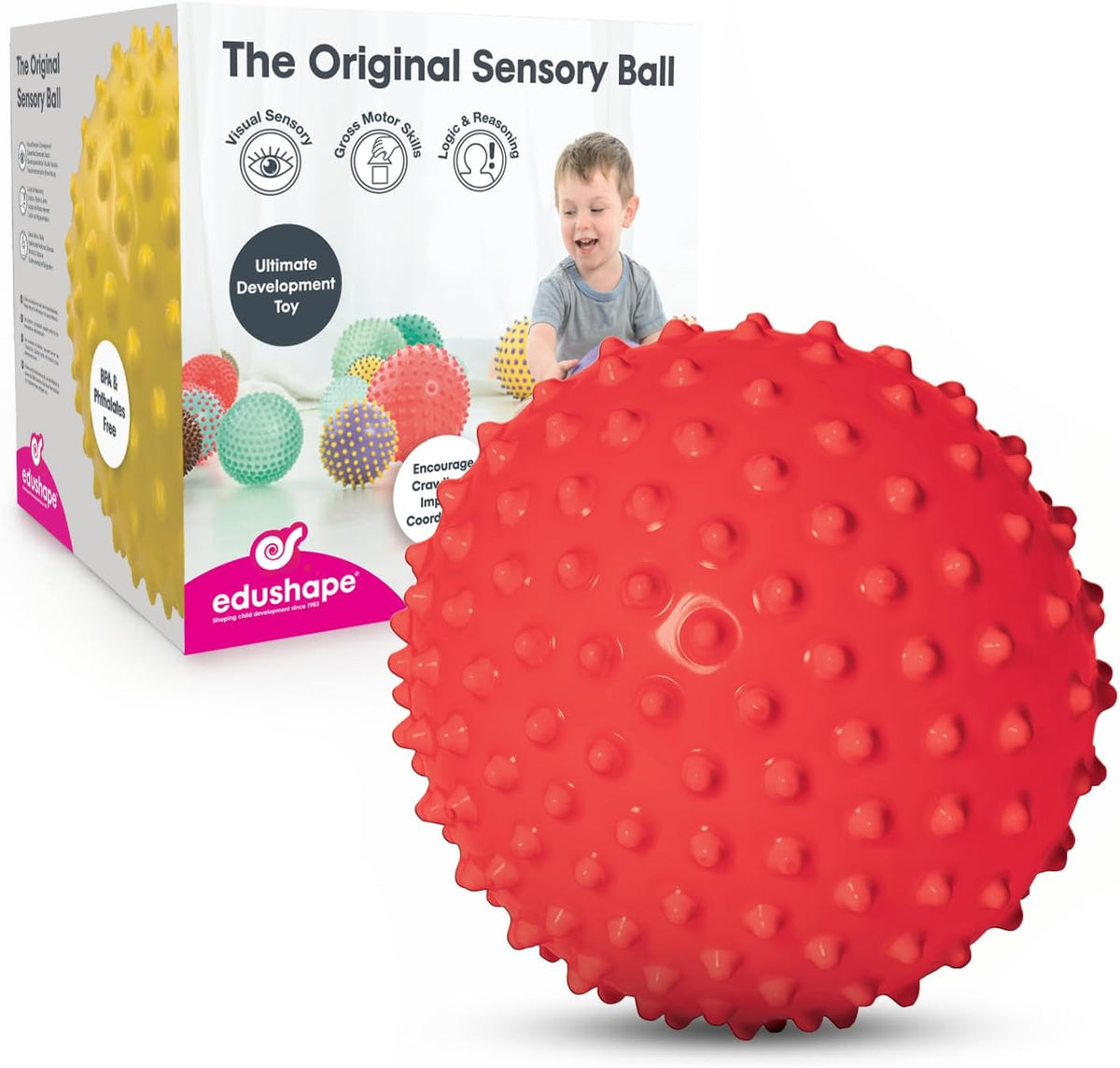 Edushape The Original Sensory Ball for Baby, Transparent Pink - Red-Opaque
