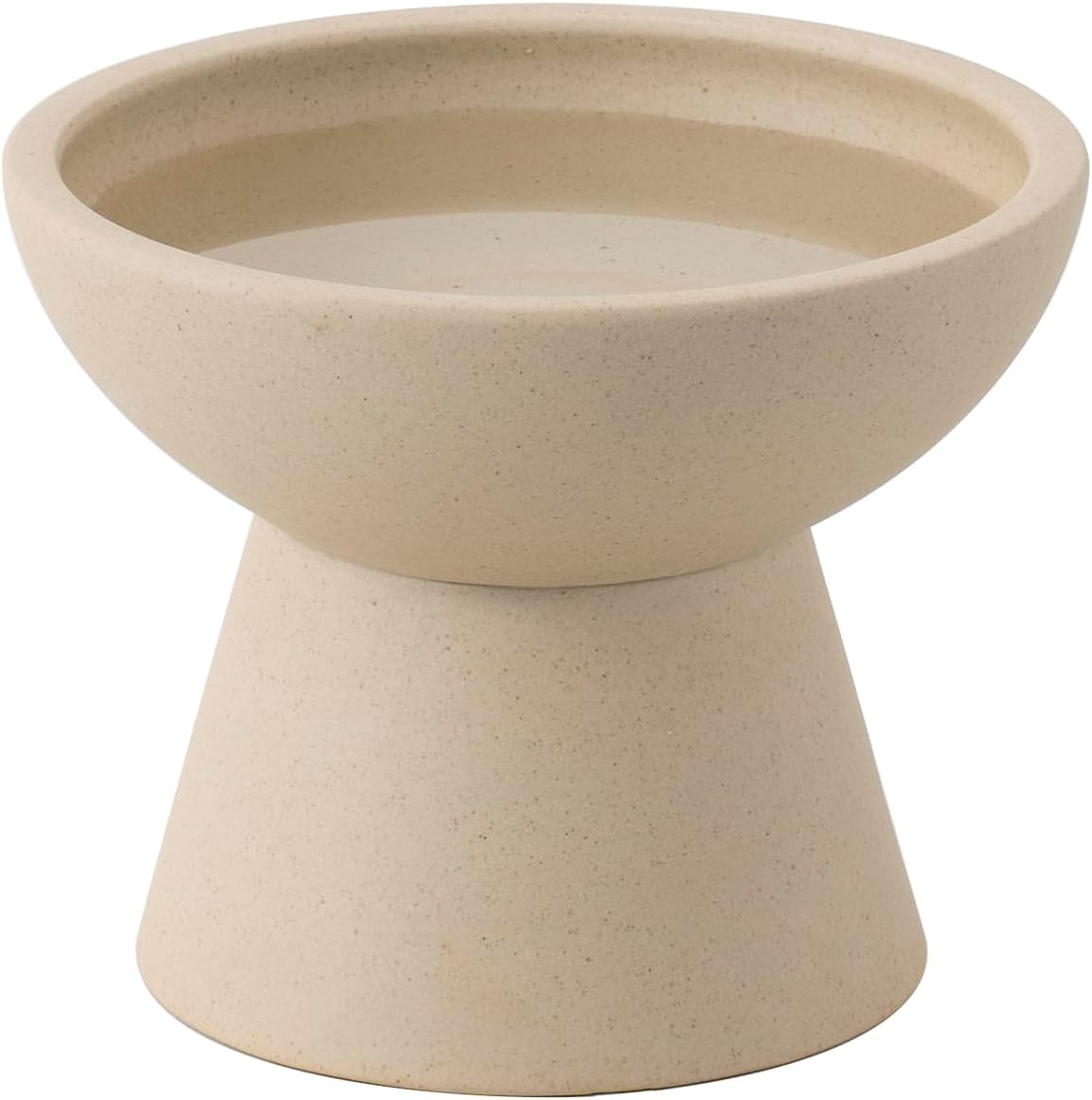 Extra Wide Elevated Ceramic 6.2" Shallow Cat Food Bowl – Essentials for Cats - Pottery Clay-Deeper