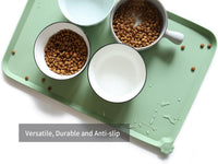 Hoki Found -Waterproof Pet Feeding Mats with High Lips - 22"L x 14"W / Jade - image 4