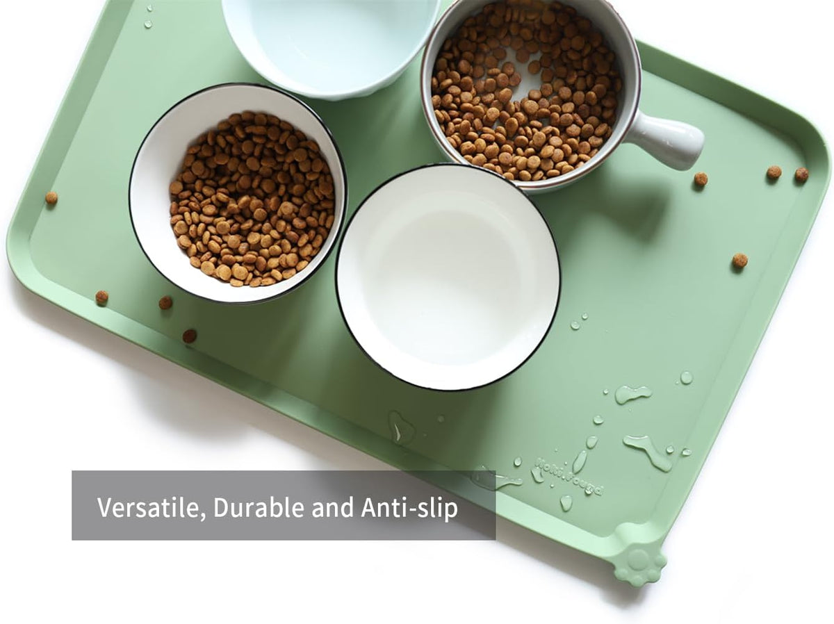Hoki Found -Waterproof Pet Feeding Mats with High Lips - 22"L x 14"W / Jade - image 4