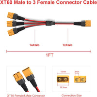 ELFCULB XT60 3 way splitter cable with 12AWG tinned copper wire, 1 ft long - view 12