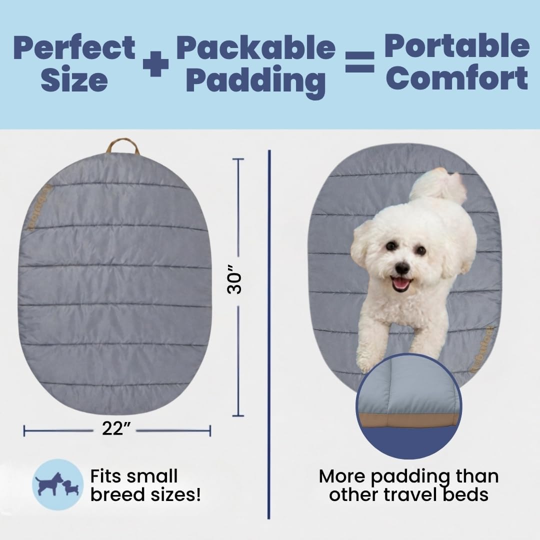 Travel Dog Bed, Foldable & Packable with Carry Bag, Black - Foggy Trail / Small - image 2