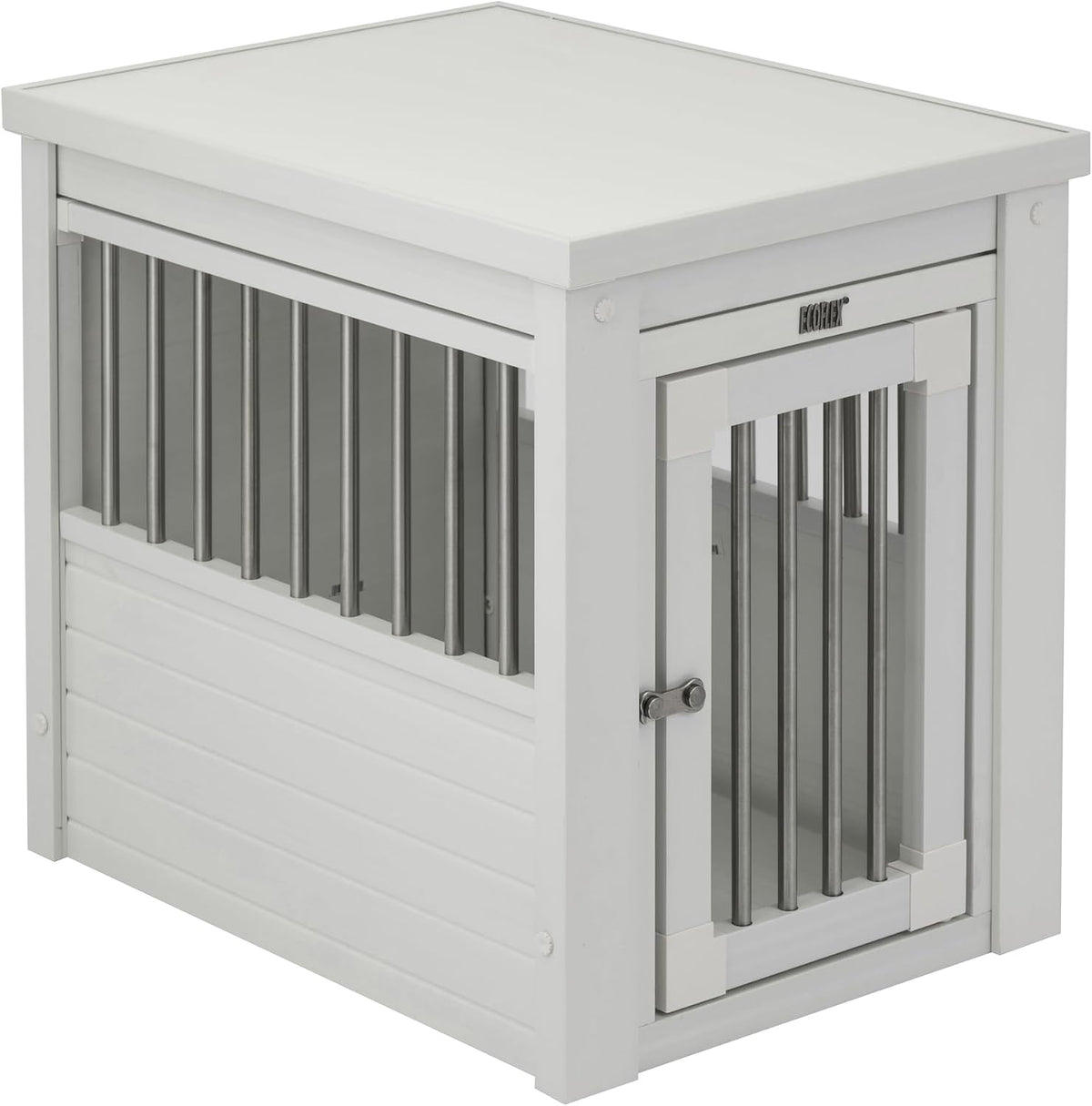 New Age Pet ECOFLEX Large Furniture Style Dog Crate & End Table - Antique White / 23.8"L x 18.2"W x 22.2"H