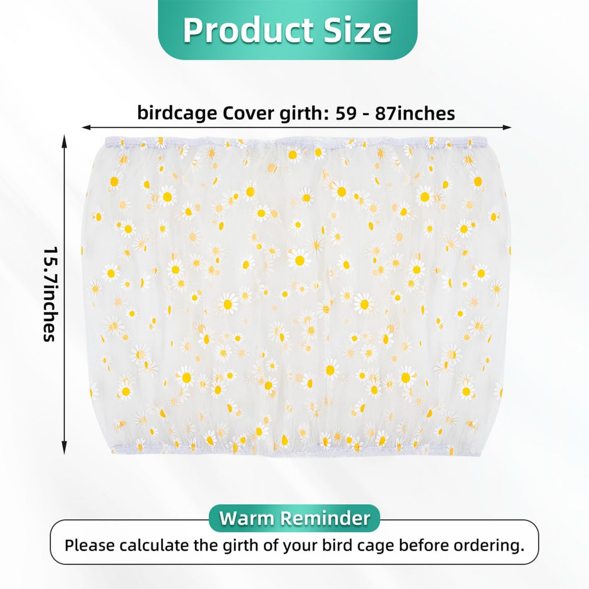 Bird Cage Seed Catcher, Seed Catcher Guard Net Cover - Daisy-white / 15.7" x87" - image 3