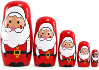 Kakeah 5 piece wooden nesting dolls set with brown bear, fox, owl, rabbit and raccoon - view 2