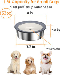 No Spill Dog Water Bowl, 1.5L Stainless Steel Slow Drinking Water Dish Dispenser, Spilling Drip - 1.5L - image 4