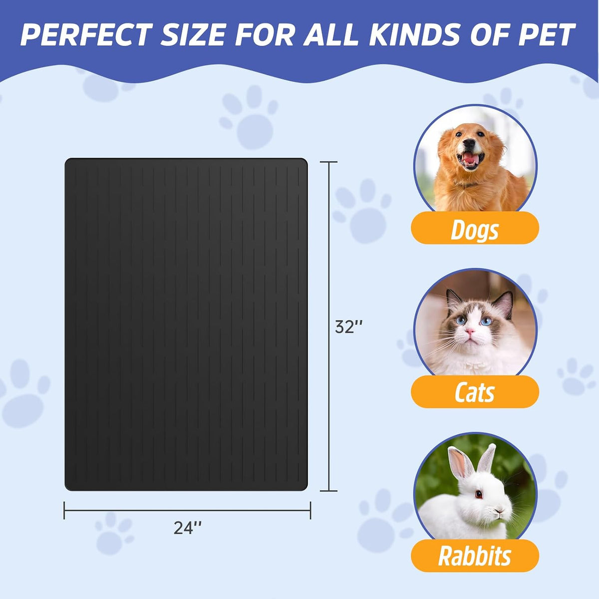 Large Dog Mats for Food and Water - Black / 32"L x 24"W - image 2