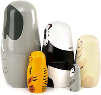 Moonmo 5pcs Handmade Wooden Animal Nesting Dolls - image 4