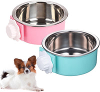 2PCS Stainless Steel Dog Bowls Set Removable Puppy Food and Water - 2 PCS / Size: M (Blue, Pink)